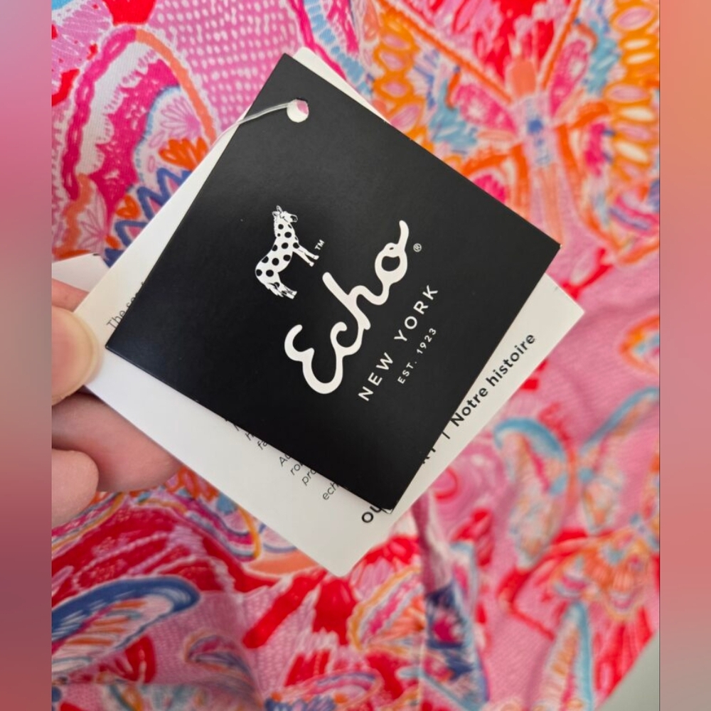 New ECHO New York Colorful Butterflies Print 100% Silk Scarf
